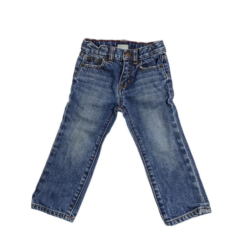 J Crew Crewcuts Toddler Blue Jeans 18 Months Adjustable Waist Distressed Wash